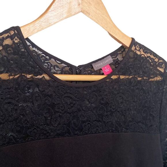 Vince Camuto Lace Long Sleeved Dress Black Size 6 - Picture 2 of 7